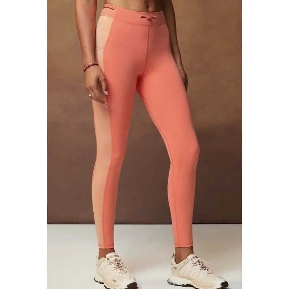 Fabletics Motion365 High Waisted Bungee Legging Coral Khloe Sz Large Short